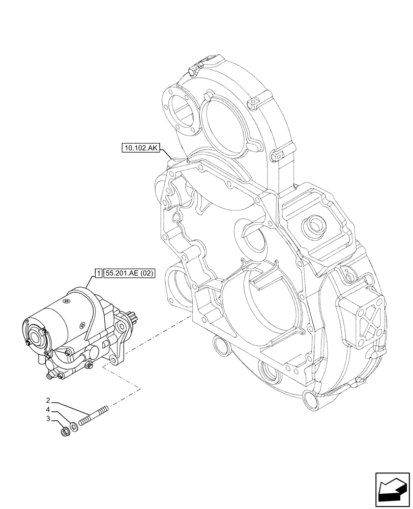Схема запчастей Case IH F2CFE613C B041 - (55.201.AE[01]) - STARTER MOTOR (55) - ELECTRICAL SYSTEMS