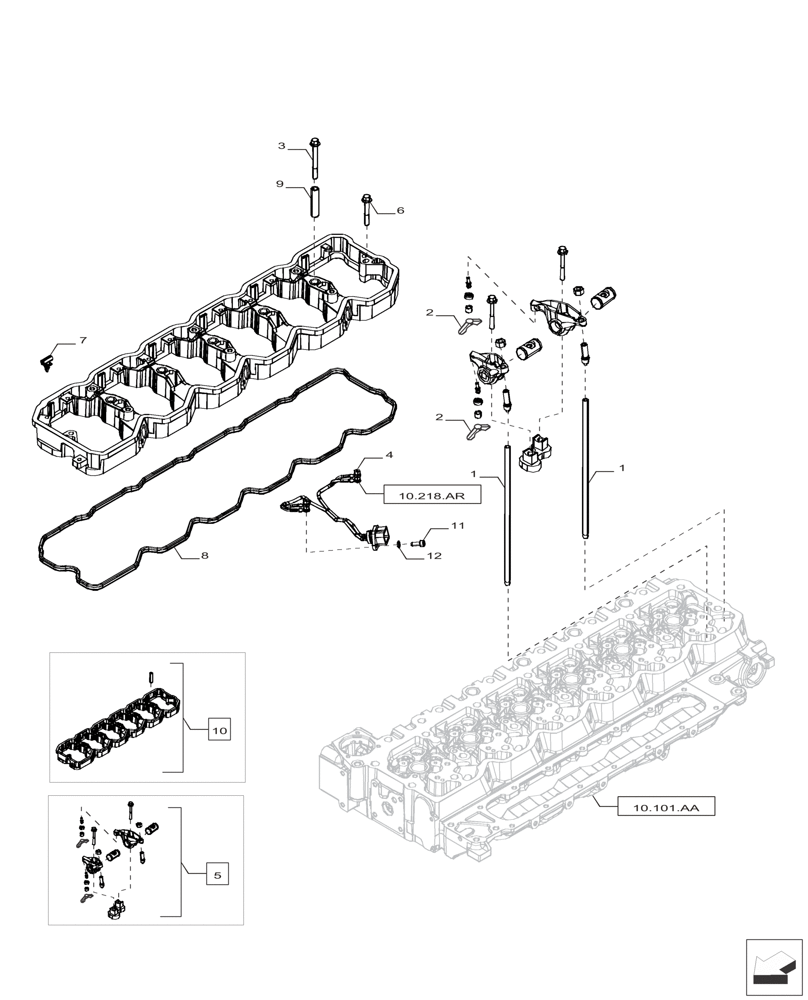 Схема запчастей Case IH F4HFP613B H005 - (10.106.AO) - ROCKER ARM (10) - ENGINE