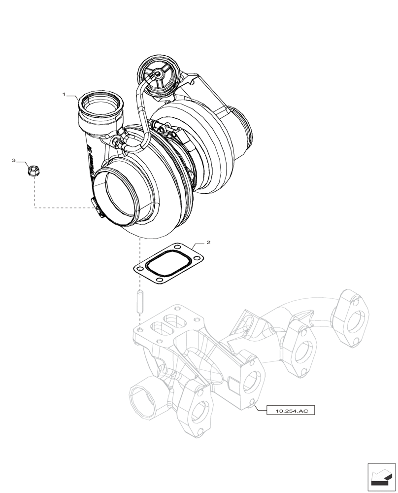 Схема запчастей Case IH F4HFP613A H001 - (10.250.AC) - TURBOCHARGER (10) - ENGINE