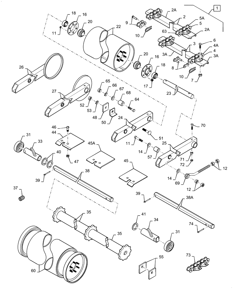 Схема запчастей Case IH 2388 - (09A-22) - FEEDER - CONVEYOR - 3 STRAND CONVEYOR CHAIN (13) - FEEDER