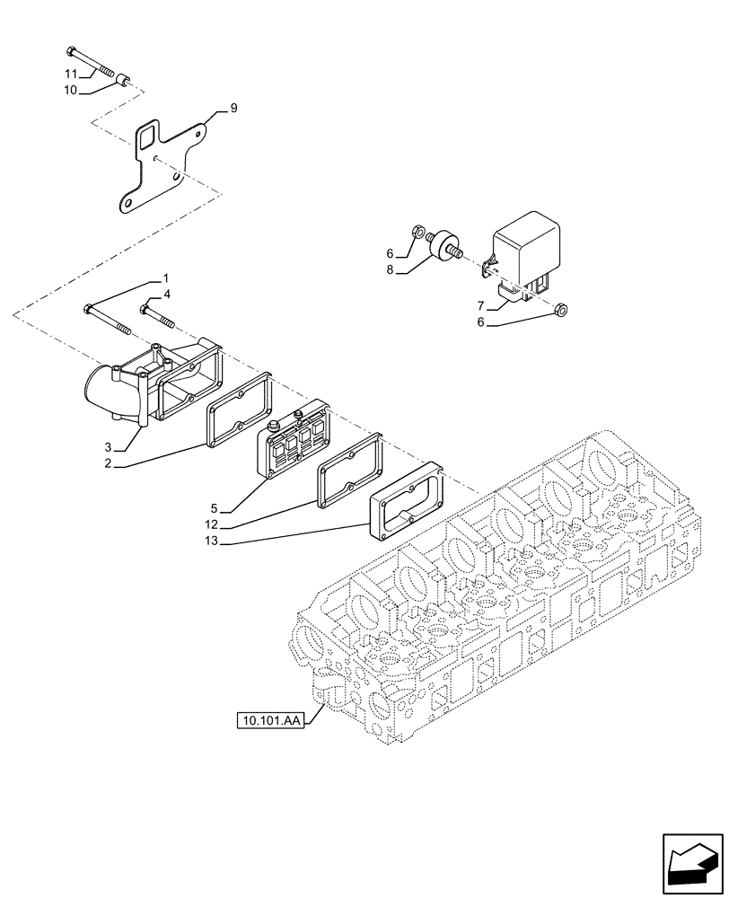 Схема запчастей Case IH F2CFE613C B041 - (10.254.AM) - INLET MANIFOLD (10) - ENGINE