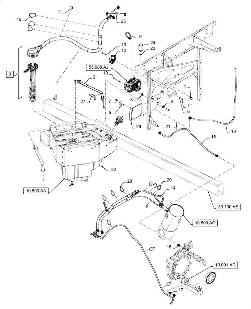 Схема запчастей Case IH WD1504 - (10.500.AD[01]) - DEF/ADBLUE LINES (10) - ENGINE
