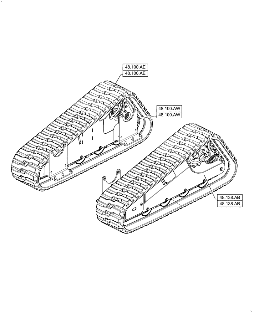 Схема запчастей Case IH TV380 - (00.000.48) - PICTORIAL INDEX - SUSPENSION AND TRACKS (00) - GENERAL & PICTORIAL INDEX