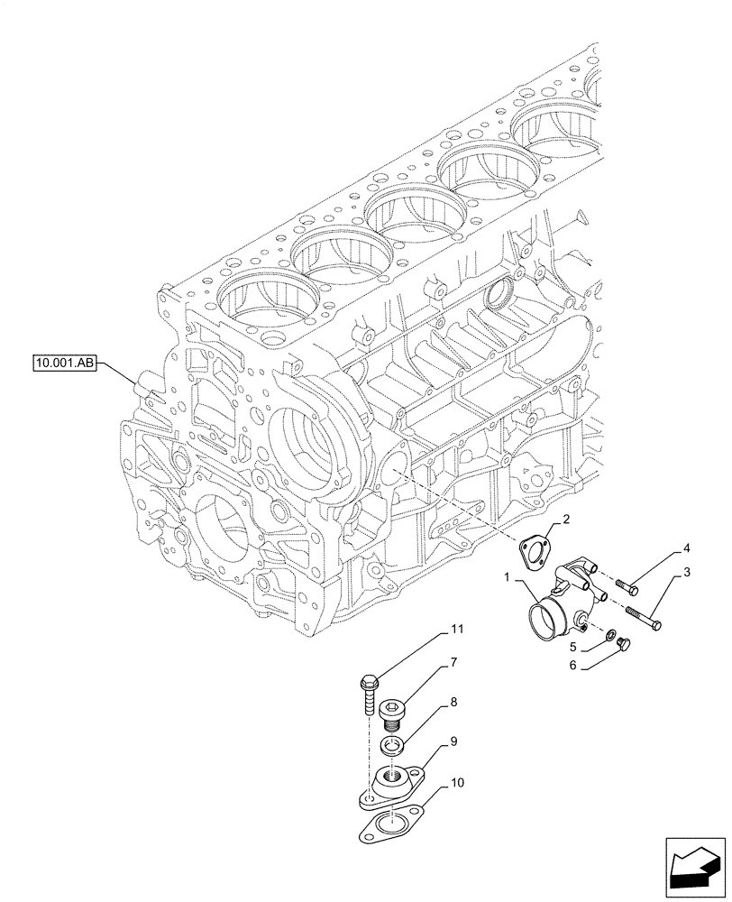 Схема запчастей Case IH F3JFE613A B005 - (10.400.AQ) - WATER PUMP LINE (10) - ENGINE