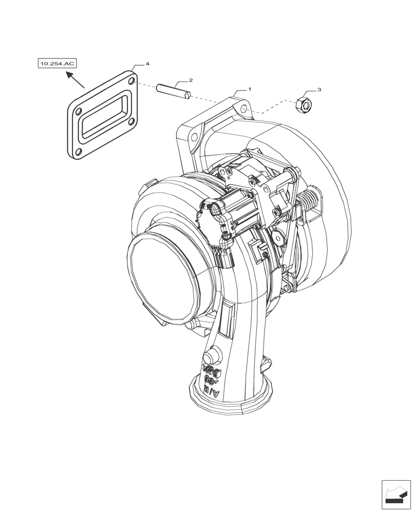 Схема запчастей Case IH F2CFP614A H001 - (10.250.AC) - TURBOCHARGER (10) - ENGINE