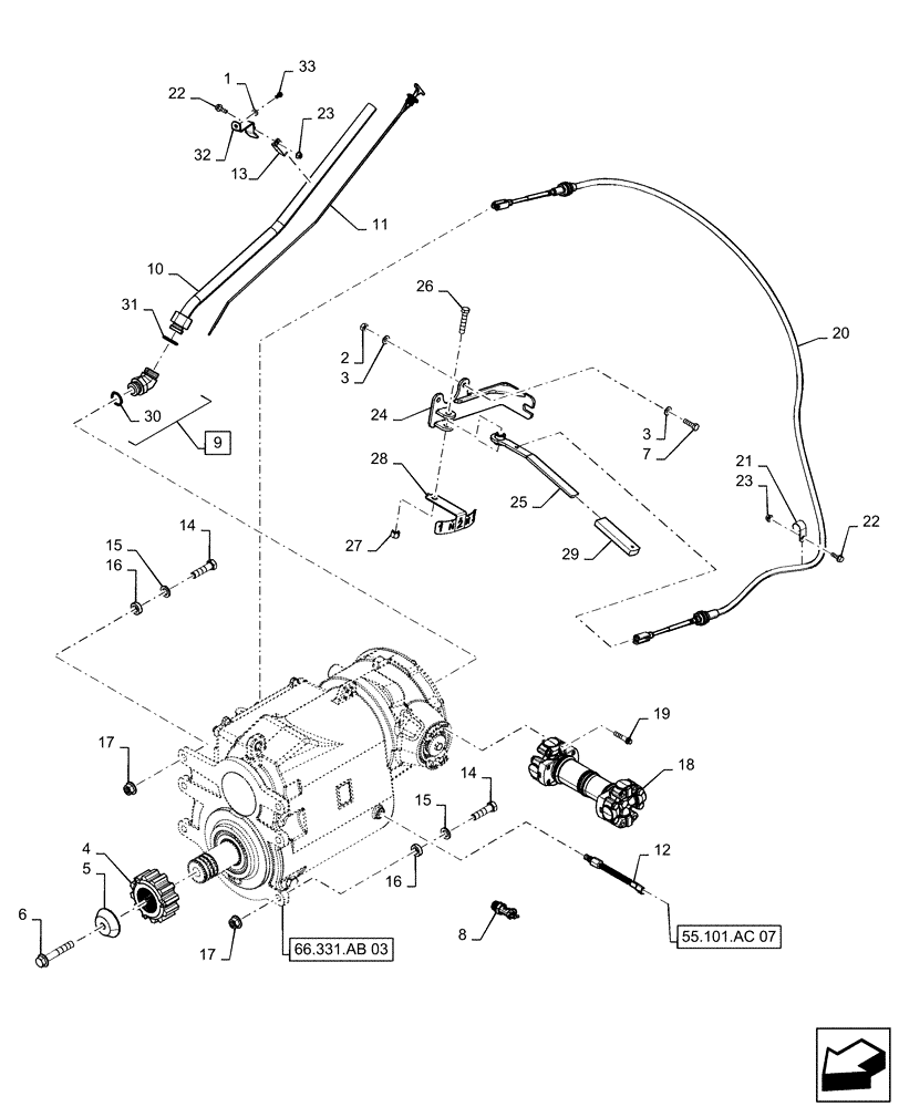Схема запчастей Case IH 7230 - (66.331.AB[01]) - GEARBOX, ROTOR (66) - THRESHING
