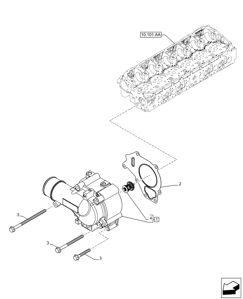 Схема запчастей Case IH F3JFE613A B005 - (10.400.BC) - ENGINE, COOLING SYSTEM LINE (10) - ENGINE