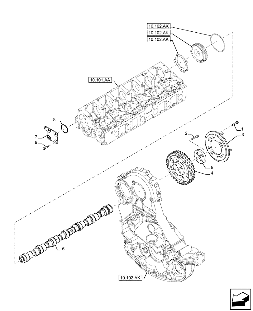 Схема запчастей Case IH F3JFE613A B005 - (10.106.AA) - CAMSHAFT (10) - ENGINE