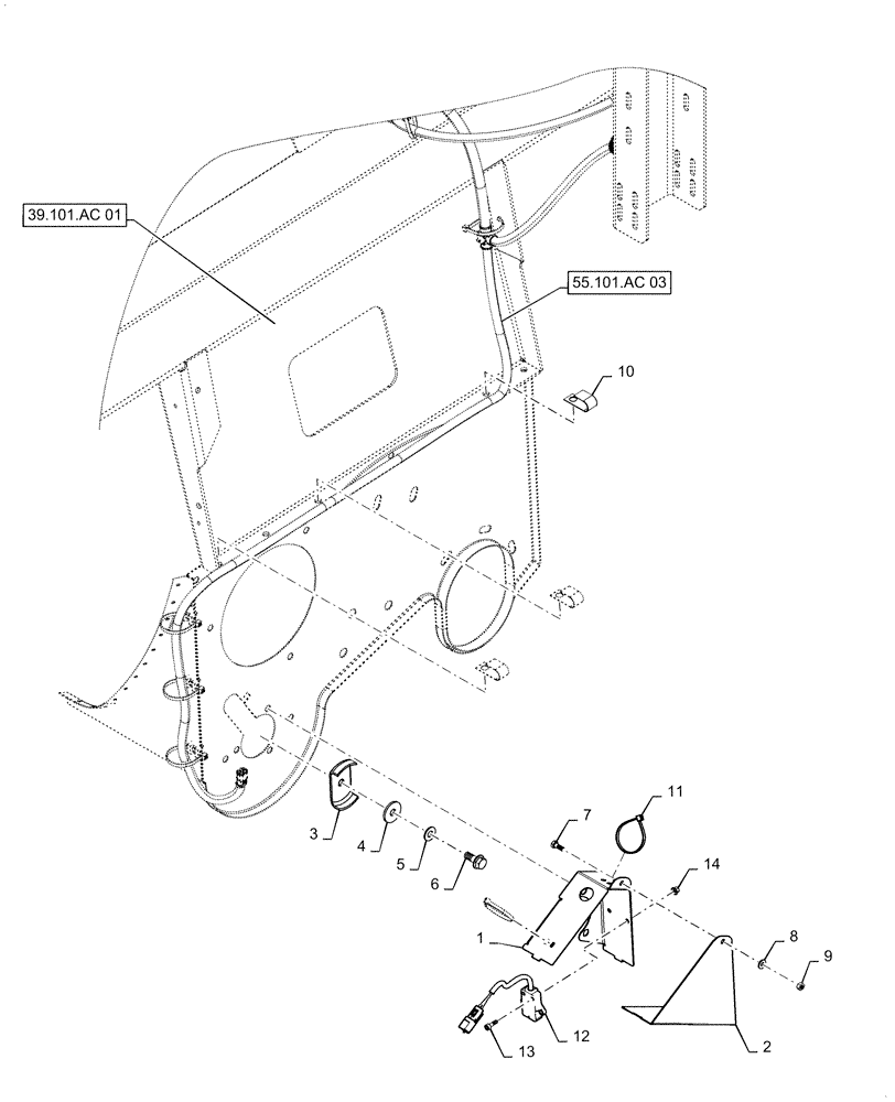 Схема запчастей Case IH 8240 - (55.101.AC[04]) - WIRE HARNESS, CLEAN GRAIN ELEVATOR, SPEEDOMETER (55) - ELECTRICAL SYSTEMS