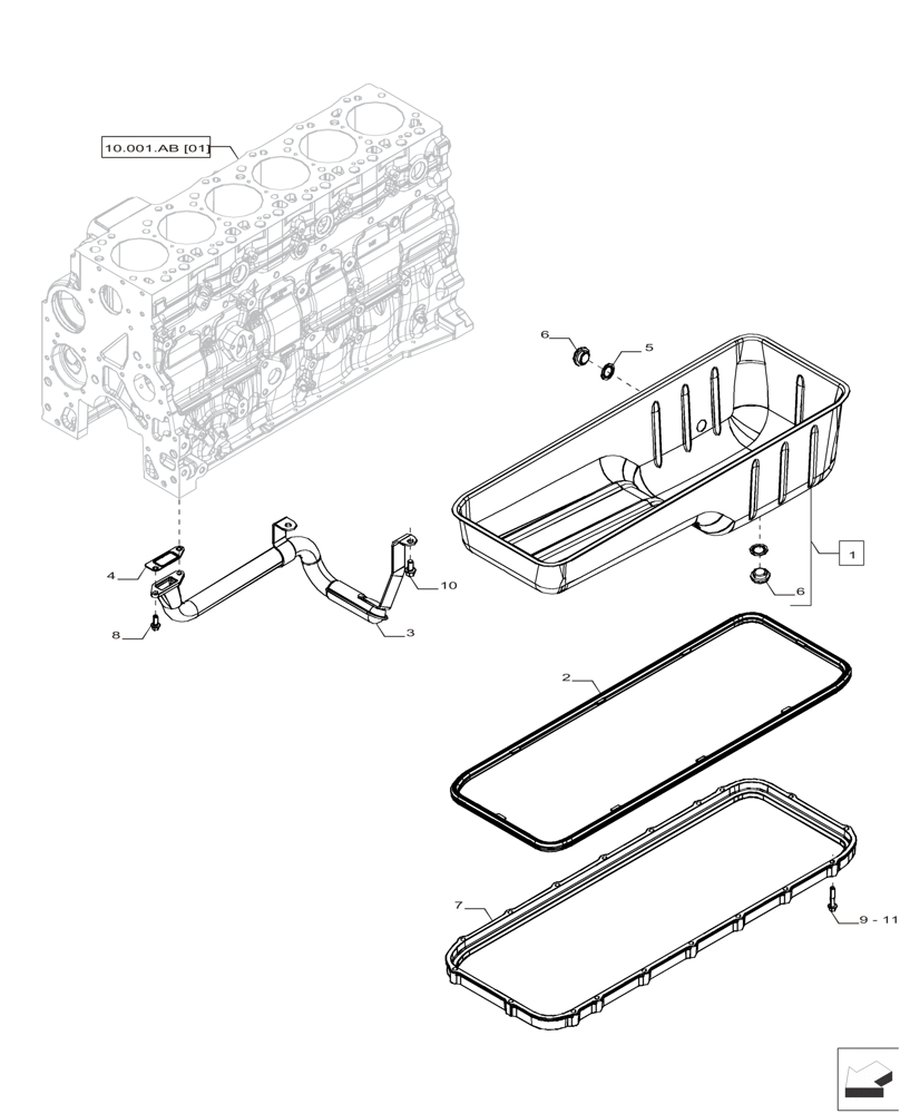 Схема запчастей Case IH F4HFP613B H005 - (10.102.AP) - ENGINE OIL PAN (10) - ENGINE