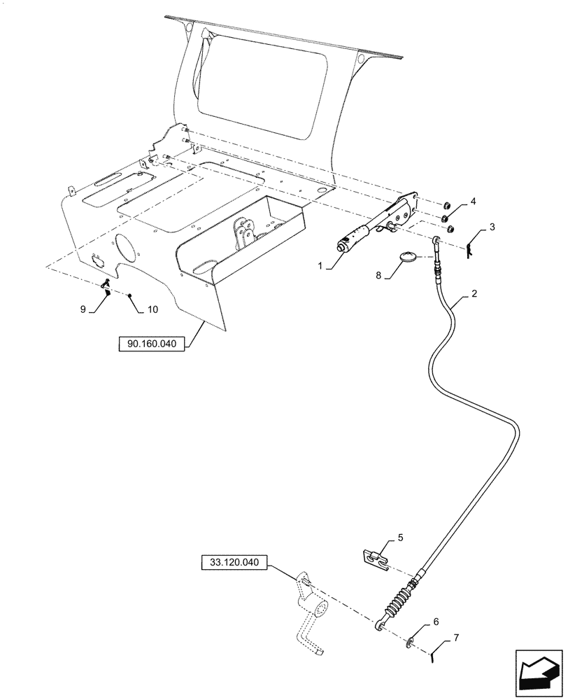 Схема запчастей Case IH FARMALL 40C - (33.110.020) - PARKING BRAKE, LEVER, HST TRANSMISSION (33) - BRAKES & CONTROLS