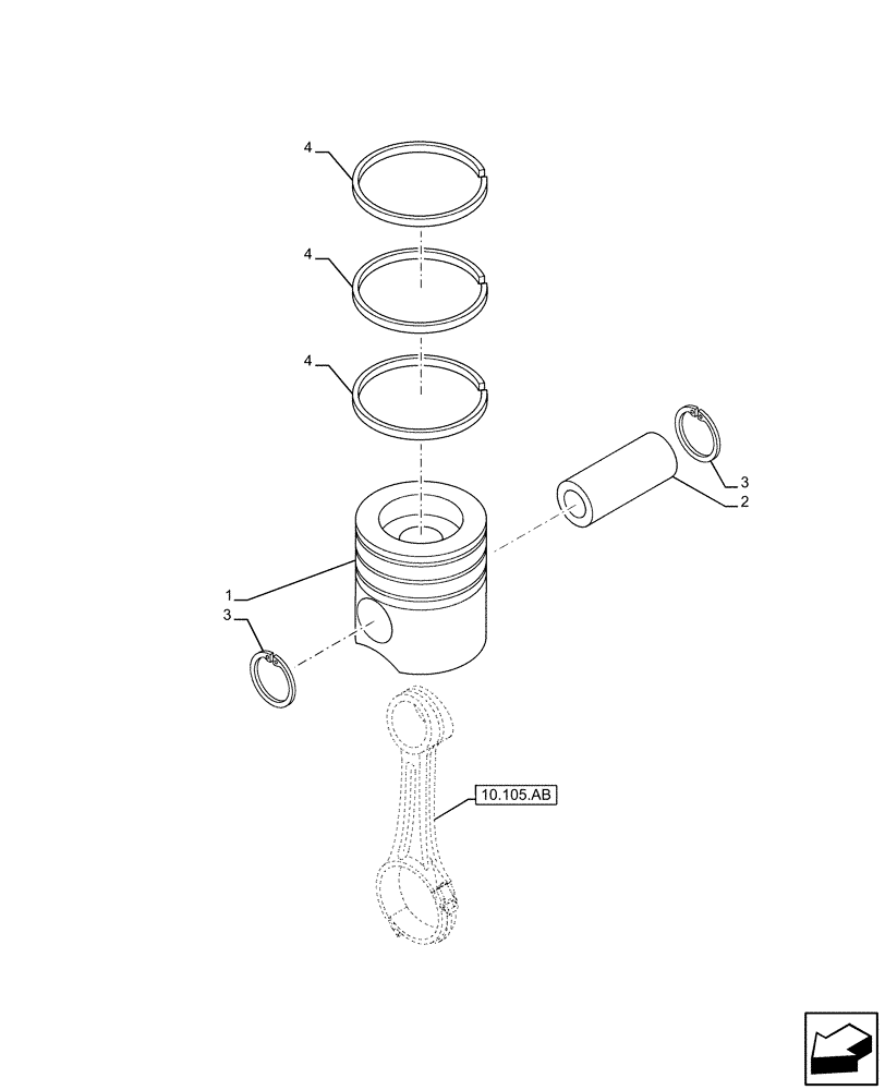 Схема запчастей Case IH F3JFE613B B006 - (10.105.AG) - PISTON & RINGS (10) - ENGINE