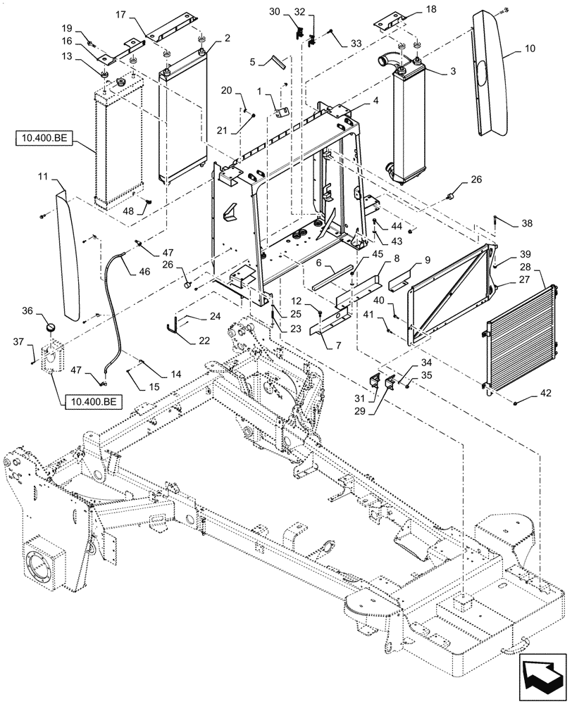 Схема запчастей Case IH WD1504 - (35.300.AB) - OIL COOLER BOX (35) - HYDRAULIC SYSTEMS