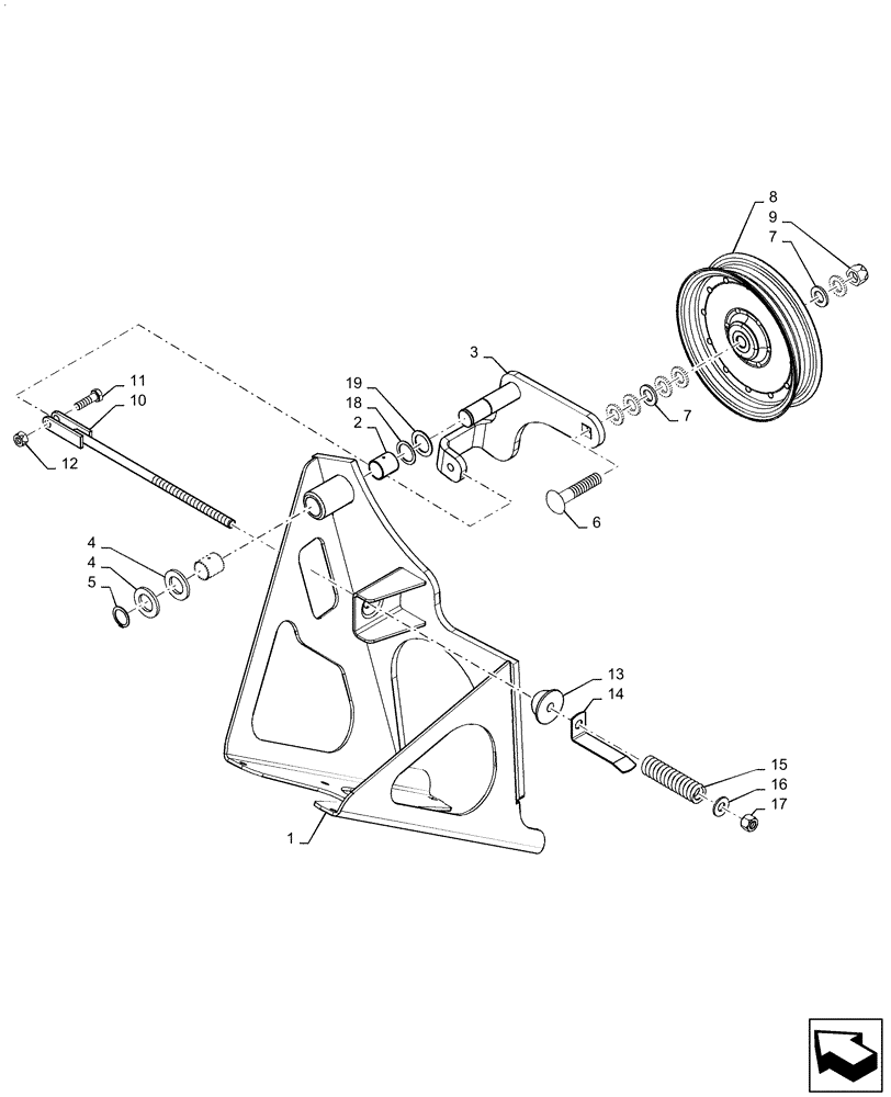 Схема запчастей Case IH 9120 - (74.140.08) - ANGLE DRIVE, TENSIONER (74) - CLEANING
