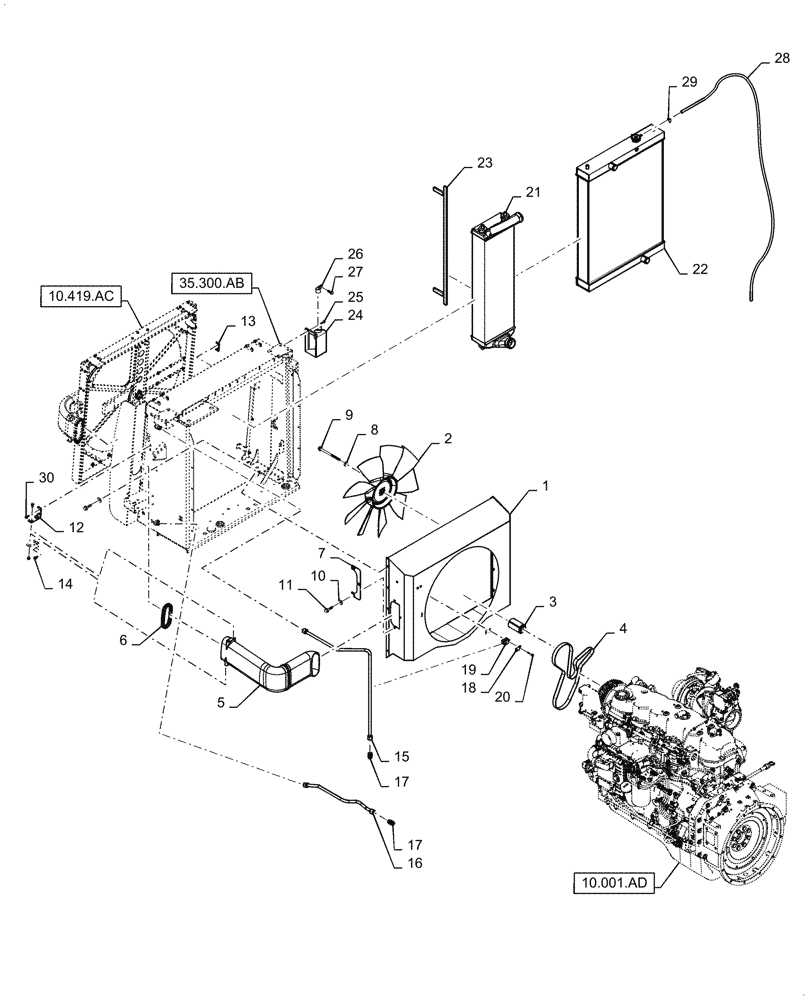 Схема запчастей Case IH WD2304 - (10.400.BE) - RADIATOR & RELATED PARTS (10) - ENGINE