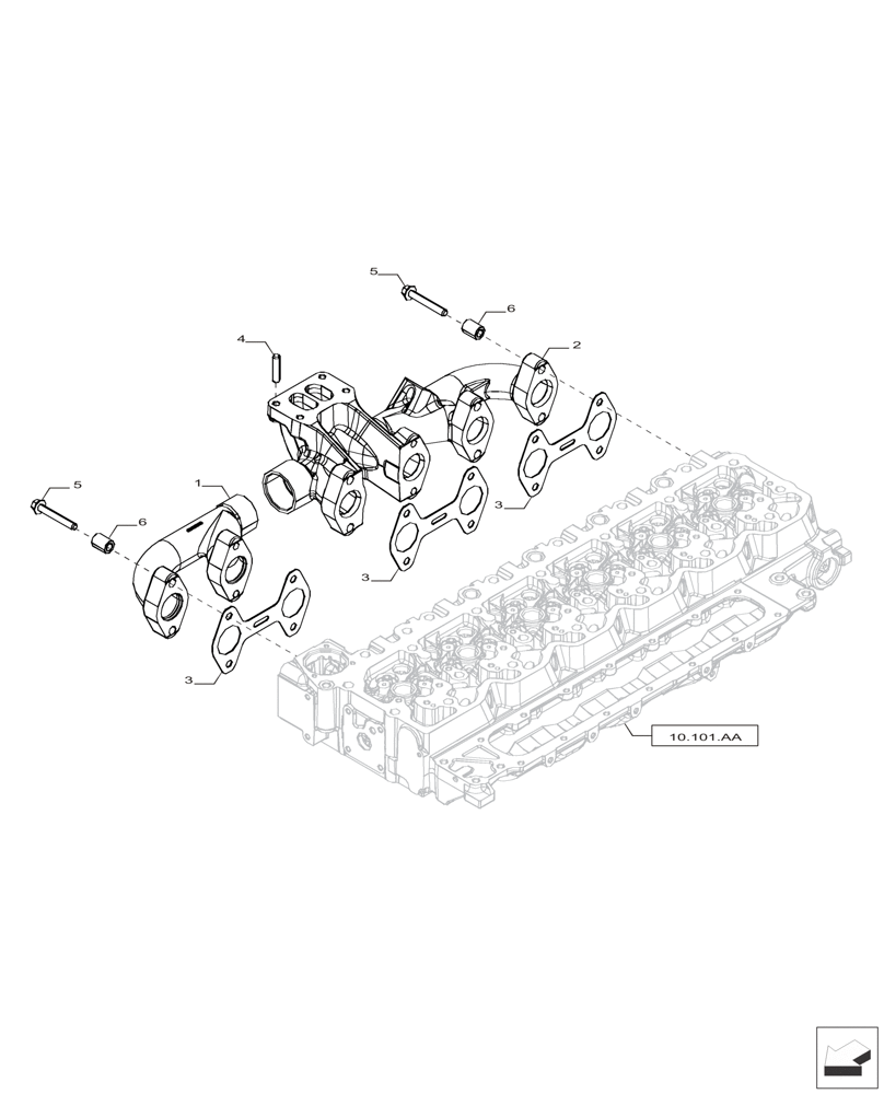 Схема запчастей Case IH F4HFP613B H005 - (10.254.AC) - EXHAUST MANIFOLD (10) - ENGINE