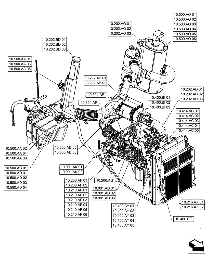 Схема запчастей Case IH QUADTRAC 500 - (10.000.00) - SECTION INDEX - ENGINE (10) - ENGINE