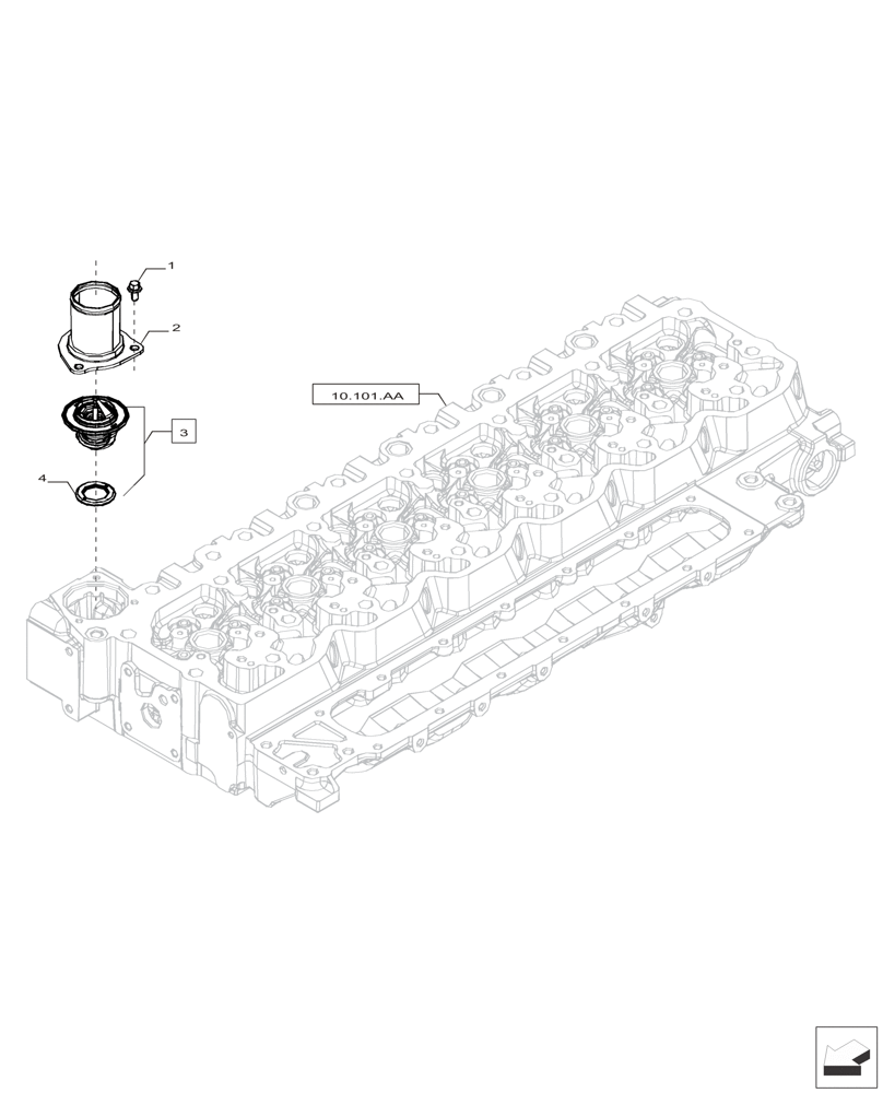 Схема запчастей Case IH F4HFP613B H005 - (10.400.BC[02]) - THERMOSTAT (10) - ENGINE