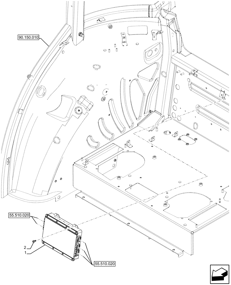 Схема запчастей Case IH FARMALL 110U - (55.024.010) - VAR - 330308, 390399, 758331 - TRANSMISSION, ELECTRONIC CONTROL UNIT (55) - ELECTRICAL SYSTEMS