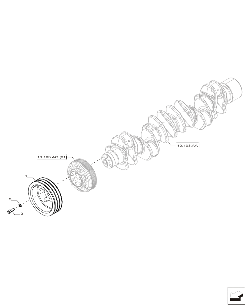 Схема запчастей Case IH F2CFP614A H001 - (10.110.AD) - CRANKSHAFT, DAMPER (10) - ENGINE