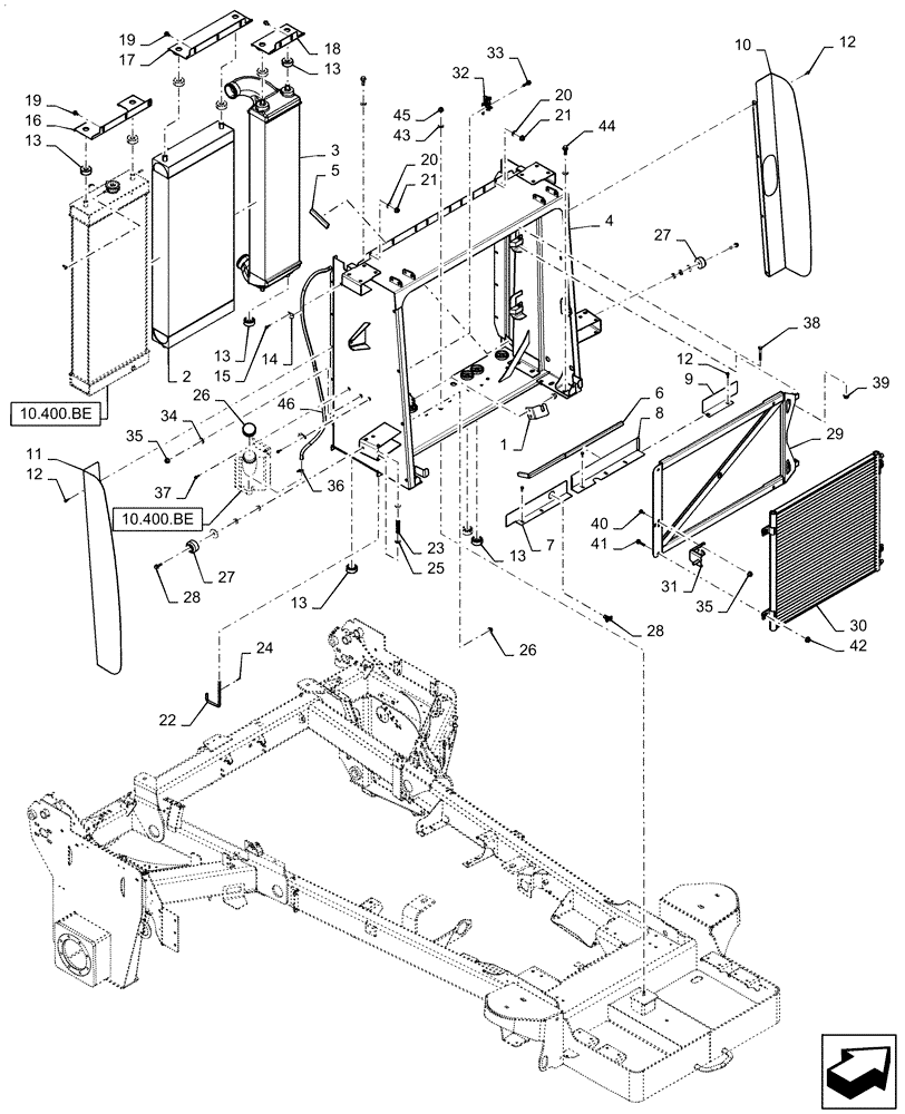 Схема запчастей Case IH WD2504 - (35.300.AB) - OIL COOLER BOX (35) - HYDRAULIC SYSTEMS