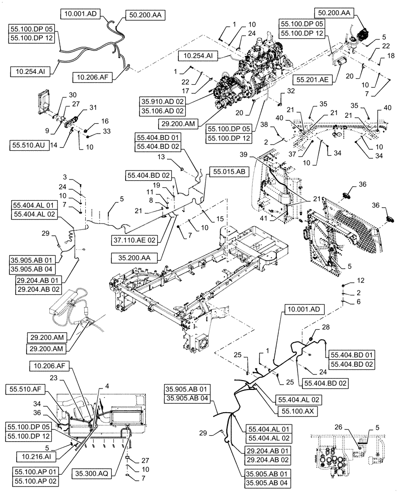 Схема запчастей Case IH WD1204 - (55.100.BZ[01]) - REAR FRAME ELECTRIC SYSTEM CONTROL (55) - ELECTRICAL SYSTEMS