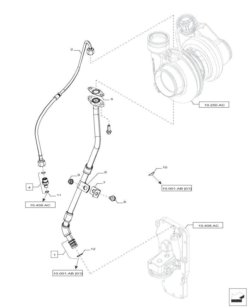 Схема запчастей Case IH F4HFP613B H005 - (10.304.AF) - OIL LINE (10) - ENGINE