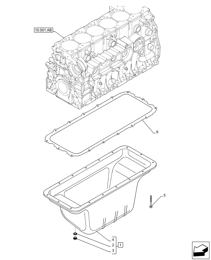 Схема запчастей Case IH F3JFE613A B005 - (10.102.AP) - ENGINE OIL PAN (10) - ENGINE