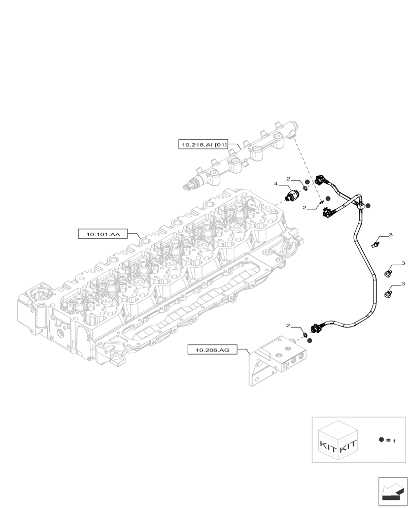 Схема запчастей Case IH F4HFP613B H005 - (10.218.AI[02]) - FUEL LINE, RETURN (10) - ENGINE