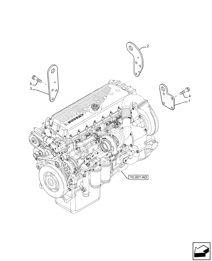 Схема запчастей Case IH F3JFE613A B005 - (10.001.AK) - ENGINE, SUPPORT (10) - ENGINE