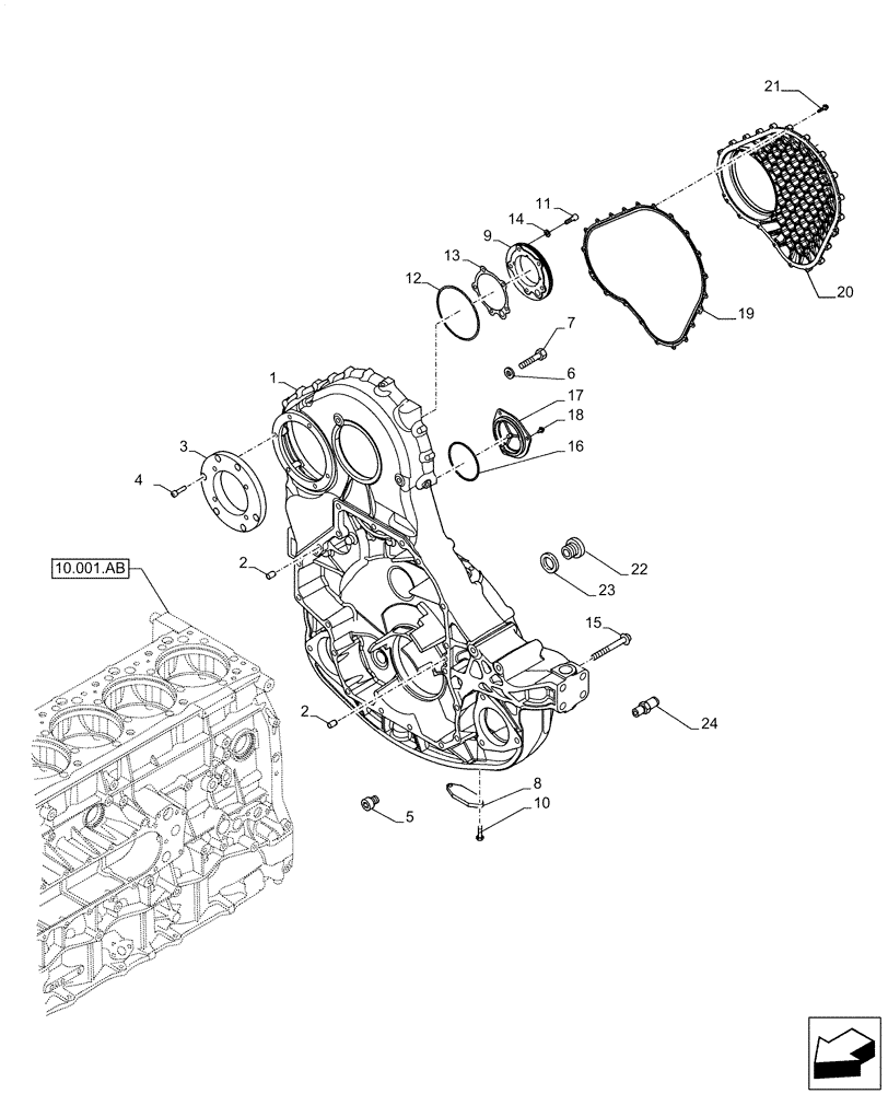 Схема запчастей Case IH F3JFE613A B005 - (10.102.AK) - ENGINE BLOCK COVER (10) - ENGINE