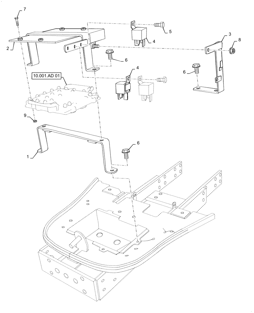 Схема запчастей Case IH FARMALL 35C - (55.015.AA[01]) - ECU BRACKET, FARMALL 35C, CAB (55) - ELECTRICAL SYSTEMS