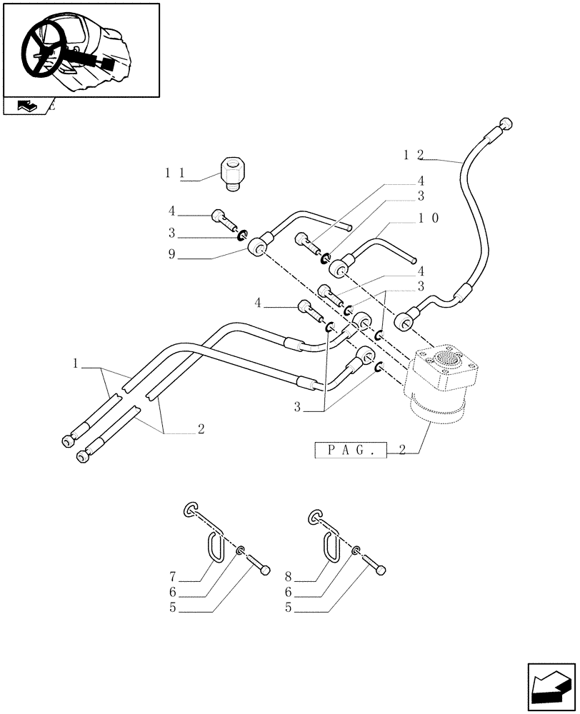 Схема запчастей Case IH FARMALL 95 - (1.92.63[04]) - POWER STEERING - PUMP AND PIPES (10) - OPERATORS PLATFORM/CAB