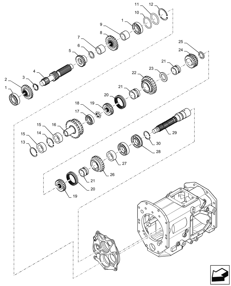 Схема запчастей Case IH FARMALL 45C - (21.140.020) - GEAR SHAFT - HST, TRANSMISSION (21) - TRANSMISSION