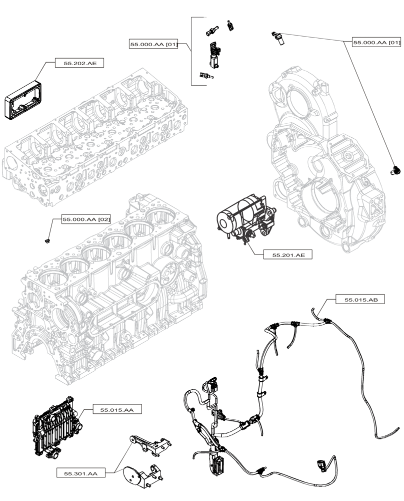 Схема запчастей Case IH F2CFP613A H001 - (00.000.55) - PICTORIAL INDEX - ELECTRICAL SYSTEMS (00) - GENERAL & PICTORIAL INDEX