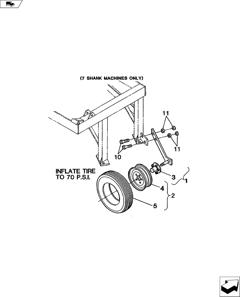 Схема запчастей Case IH TURBO-TIGER - (44.100.01) - STABILIZER WHEEL 7 SHANK ONLY (44) - WHEELS