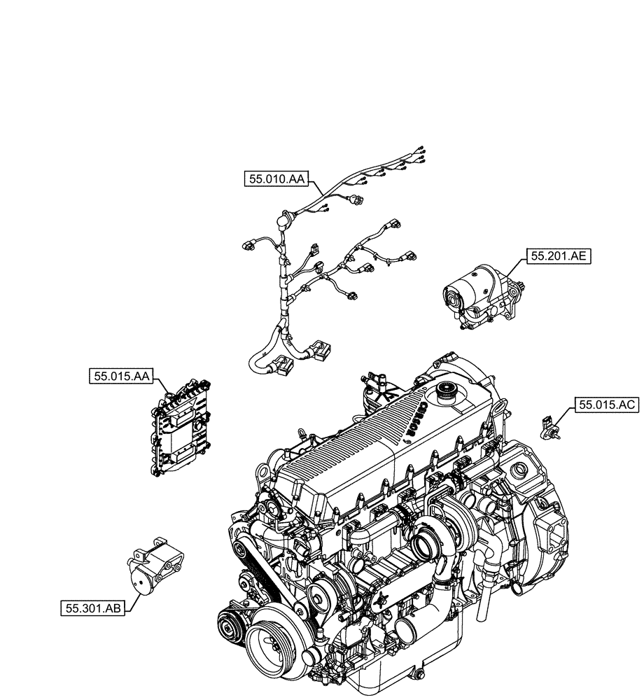 Схема запчастей Case IH F2CFE613F B041 - (55.000.00) - SECTION INDEX (55) - ELECTRICAL SYSTEMS