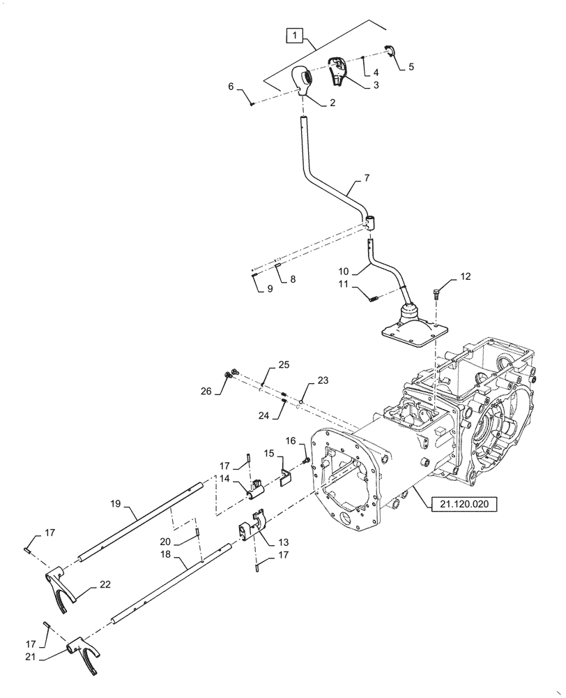 Схема запчастей Case IH FARMALL 40C - (21.140.060) - SHIFT LEVER & FORK, MAIN GEAR, MECHANICAL TRANSMISSION (21) - TRANSMISSION