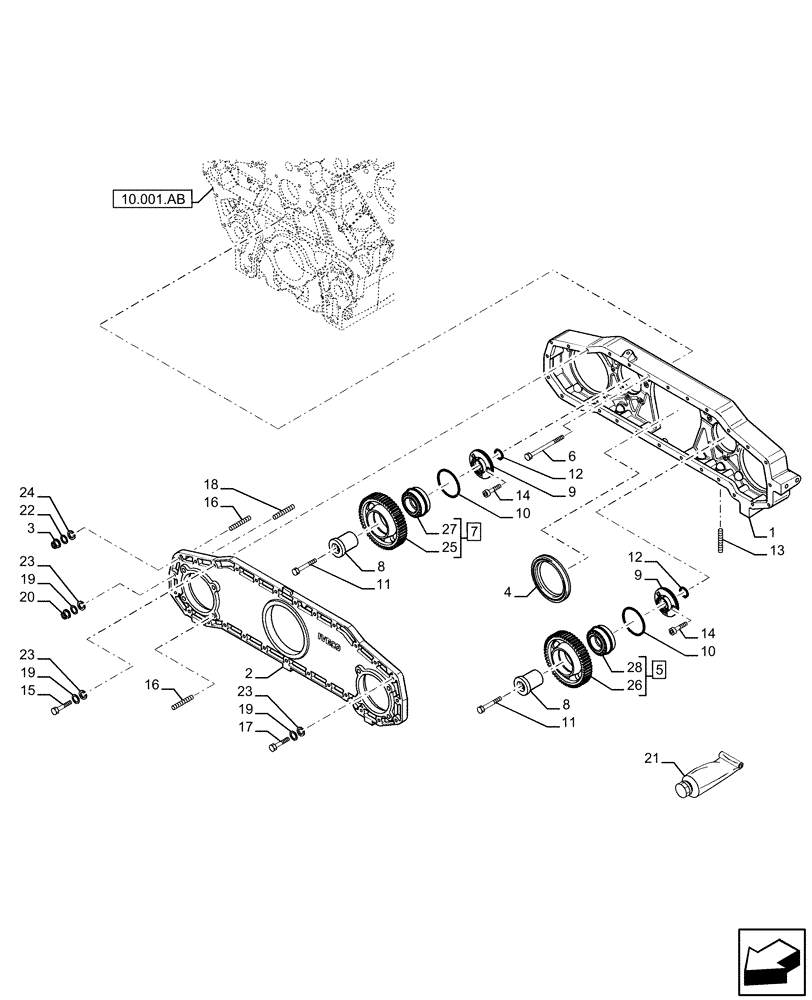 Схема запчастей Case IH FVAE2884X B200 - (10.114.AL) - CRANKCASE GEARSHIFT (10) - ENGINE