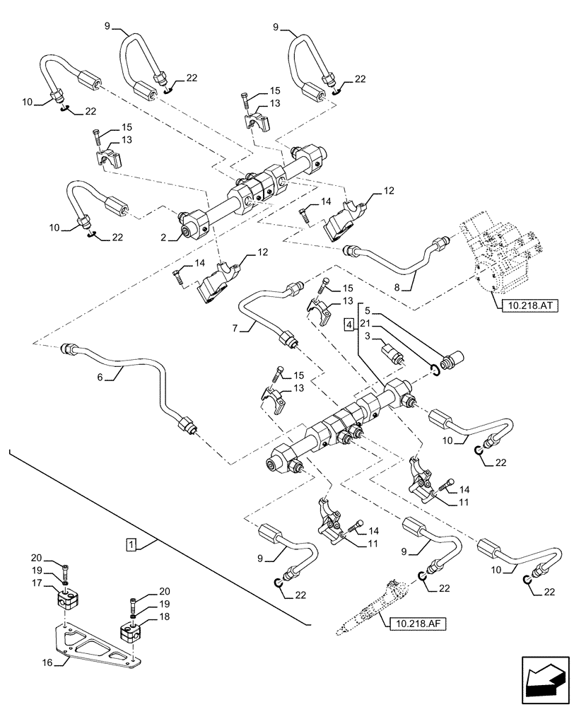 Схема запчастей Case IH FVAE2884X B200 - (10.218.AI) - FUEL LINES & RELATED PARTS (10) - ENGINE