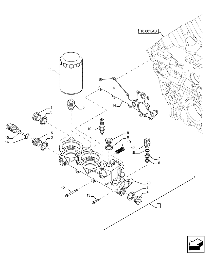 Схема запчастей Case IH FVAE2884X B200 - (10.304.AE) - FILTER ENGINE OIL (10) - ENGINE