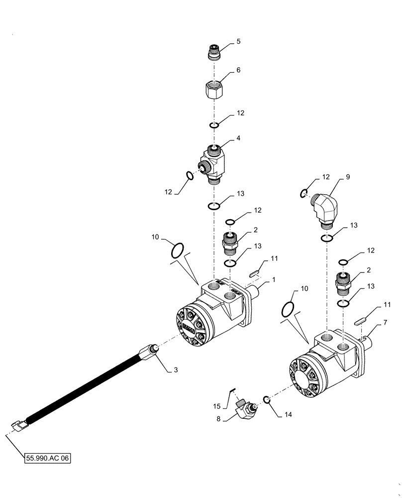 Схема запчастей Case IH 7140 - (35.796.AE) - VAR - 425459, 425460, 425533 - CHAFF SPREADER HYDRAULIC MOTOR (35) - HYDRAULIC SYSTEMS