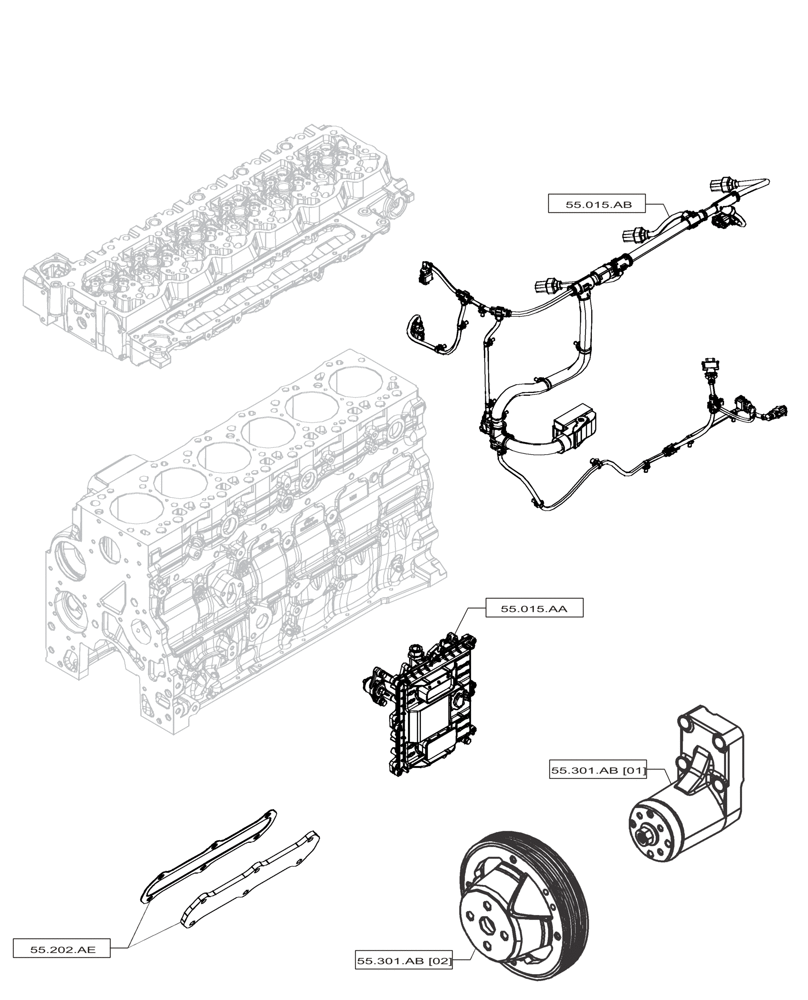 Схема запчастей Case IH F4HFP613A H001 - (00.000.55) - PICTORIAL INDEX - ELECTRICAL SYSTEMS (00) - GENERAL & PICTORIAL INDEX