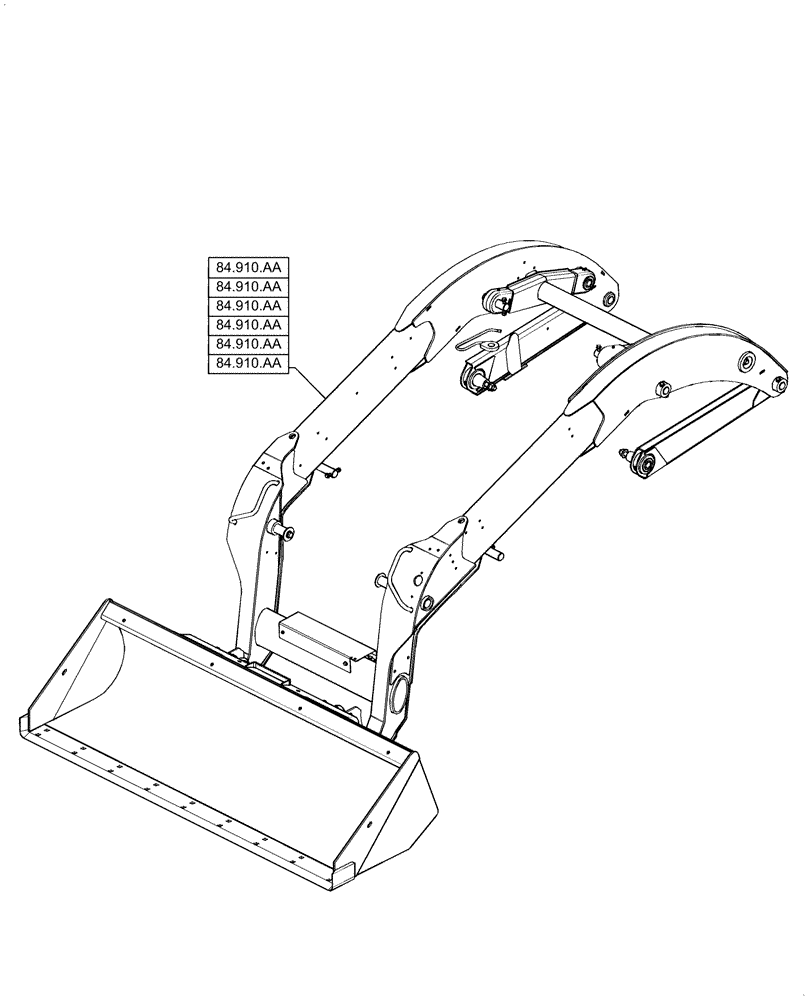Схема запчастей Case IH TV380 - (84.000.00) - PICTORIAL INDEX - BOOMS, DIPPERS & BUCKET (84) - BOOMS, DIPPERS & BUCKETS