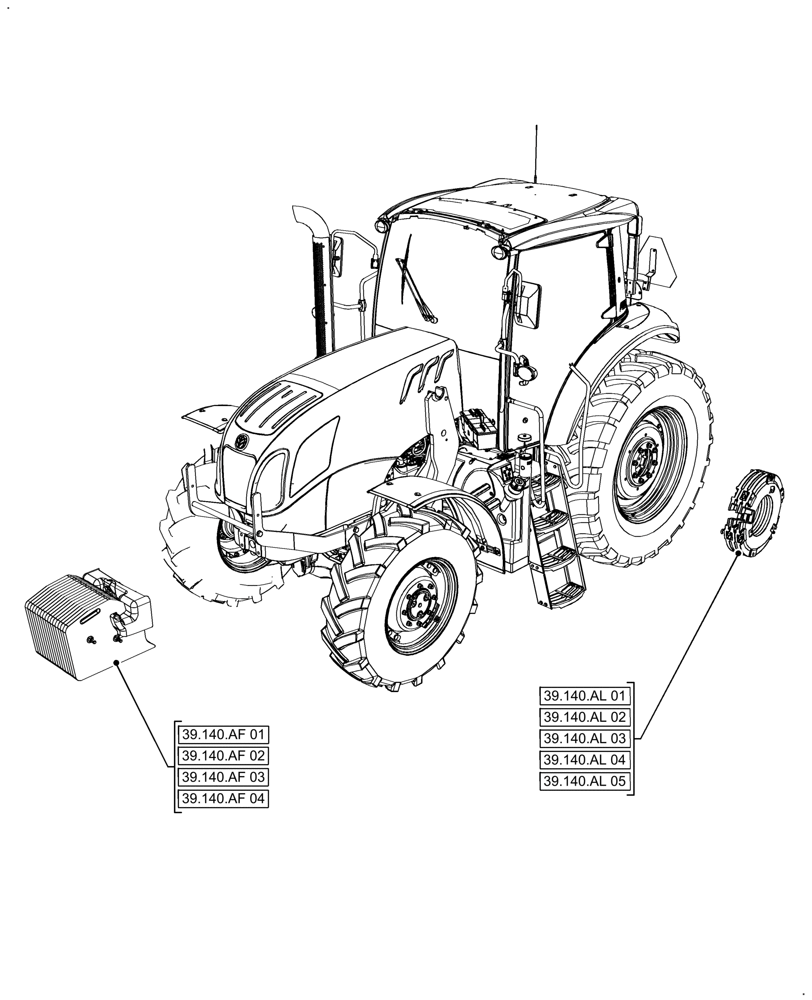 Схема запчастей Case IH FARMALL 110A - (00.000.39) - PICTORIAL INDEX - FRAMES AND BALLASTING (00) - GENERAL & PICTORIAL INDEX