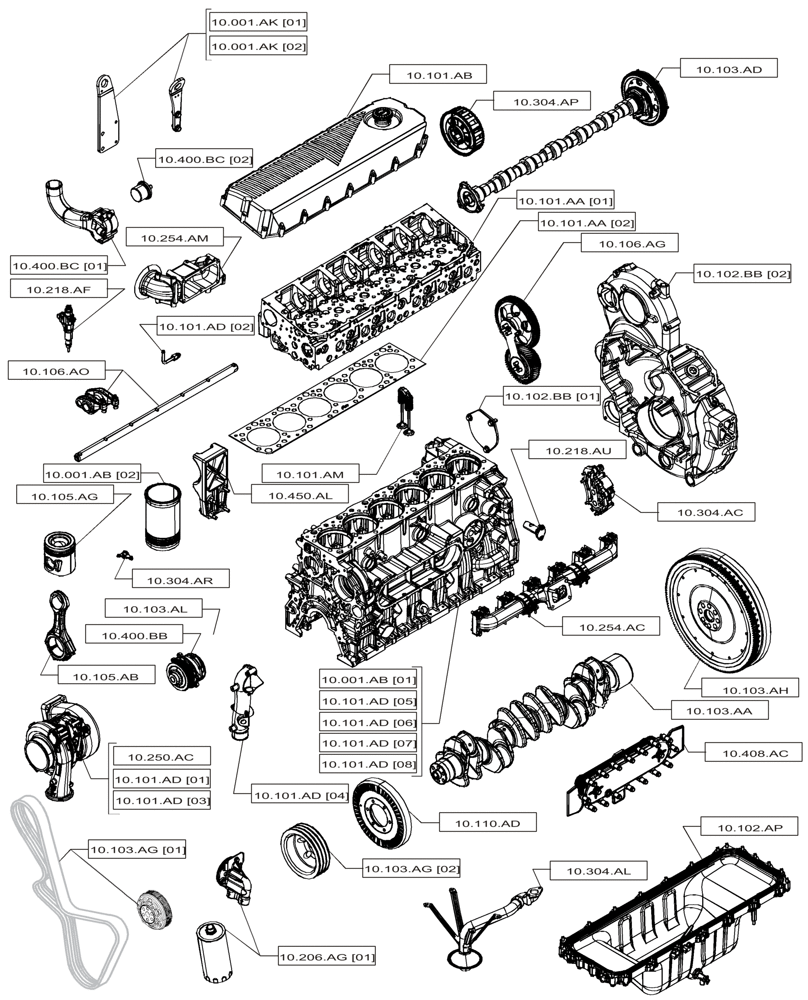 Схема запчастей Case IH F2CFP614A H001 - (00.000.10[01]) - PICTORIAL INDEX - ENGINE (00) - GENERAL & PICTORIAL INDEX