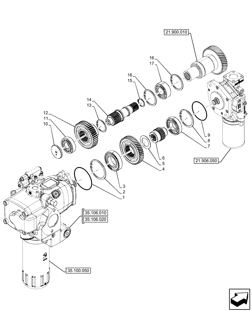 Схема запчастей Case IH OPTUM 300 CVT - (21.900.020) - VAR - 391227, 758797 - HYDRAULIC PUMP, DRIVEN GEAR (21) - TRANSMISSION