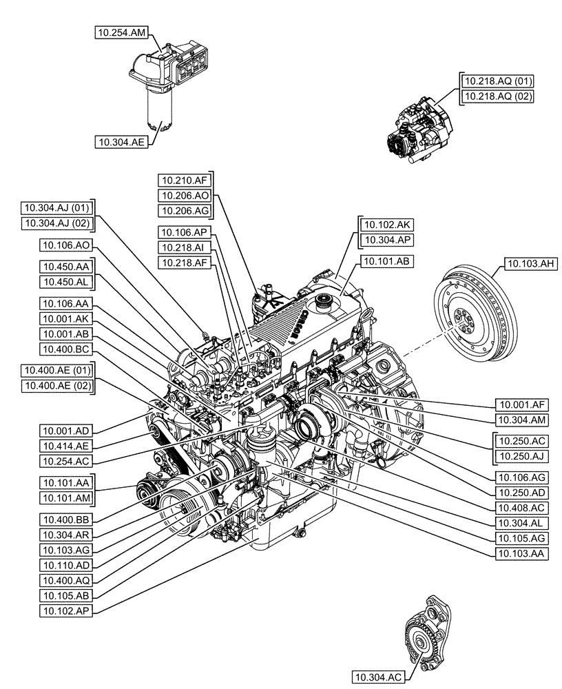 Схема запчастей Case IH F2CFE613F B003 - (00.000.10) - PICTORIAL INDEX - ENGINE (00) - GENERAL & PICTORIAL INDEX