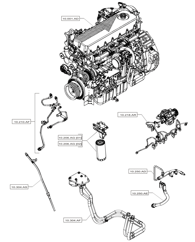 Схема запчастей Case IH F2CFP614A H001 - (00.000.10[02]) - PICTORIAL INDEX - ENGINE (00) - GENERAL & PICTORIAL INDEX