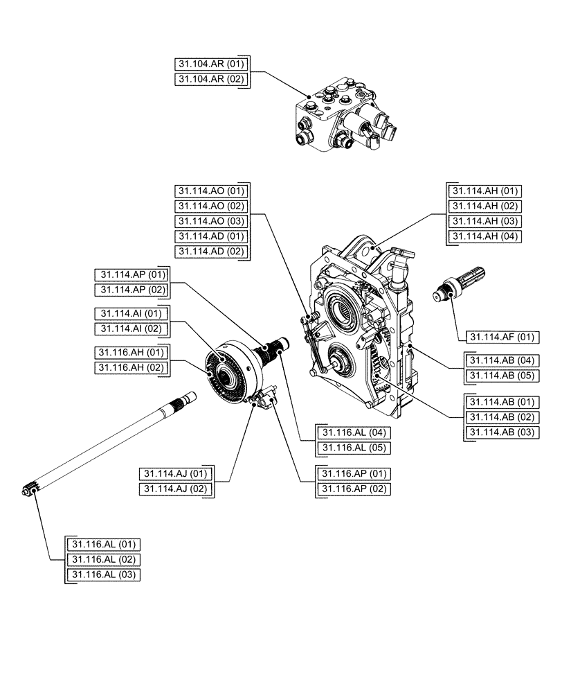 Схема запчастей Case IH PUMA 165 - (31.000.00[02]) - SECTION INDEX - IMPLEMENT POWER TAKE OFF (31) - IMPLEMENT POWER TAKE OFF